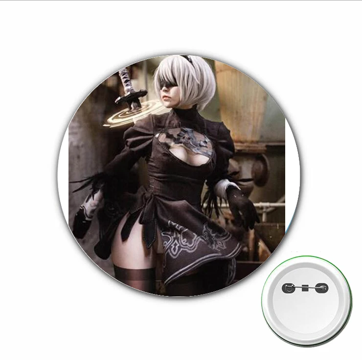 Game NieR:Automata 2B Cosplay Huy Hiệu Hình Hoạt Hình Thổ Cẩm Chân Dành Cho Ba Lô Túi Phù Hiệu Nút Quần Áo Phụ Kiện