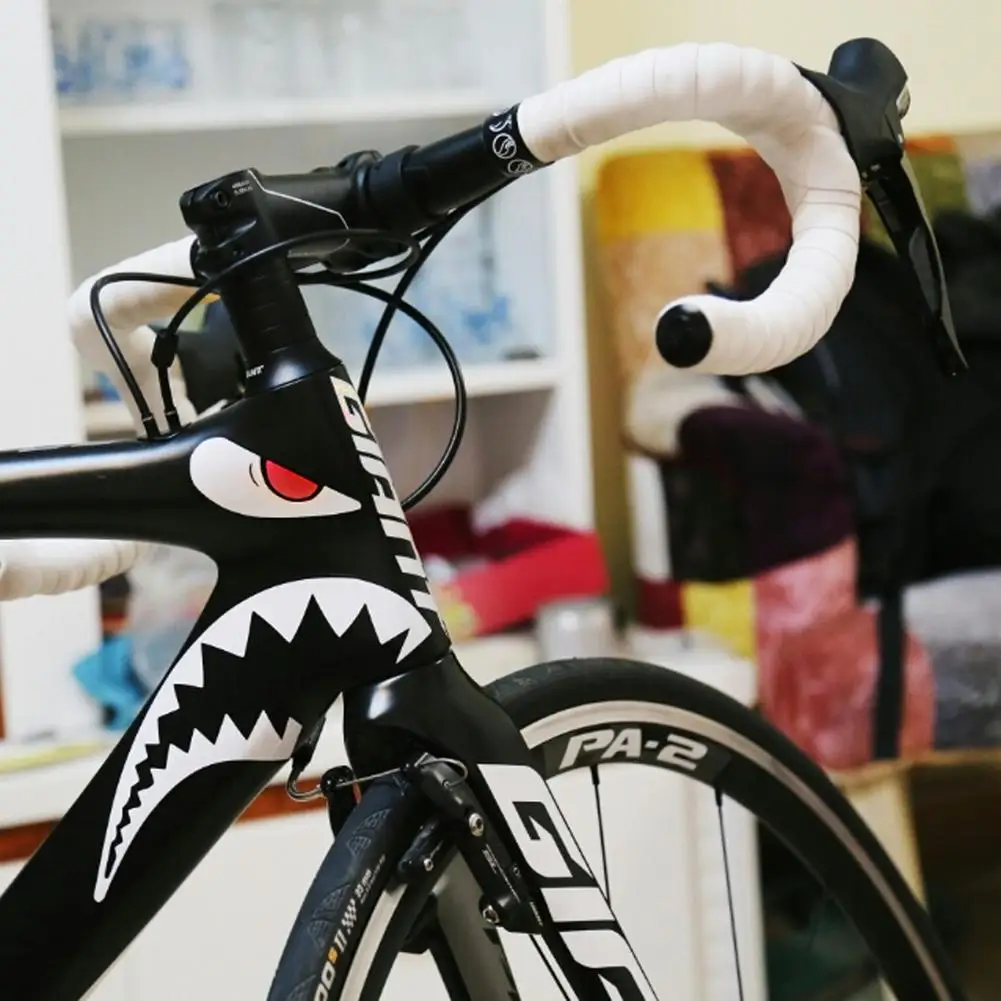 Bicycle Frame Decorative Sticker MTB Shark Head Tube Stickers Waterproof Sunscreen Heat-resistant Bicycle Decoration