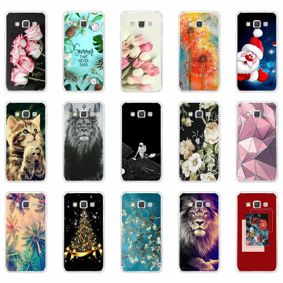 Silicon Phone Case For Samsung Galaxy A3 2015  A300 Soft TPU Back Cover For Samsung A3 2015 A300H A3000 SM-A300F Flower Cat