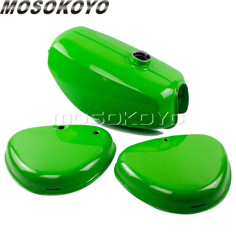 1 Set Motorcycle Light Green Oil Fuel Tank w/  Right + Left Side Cover Guards for Simson S50 S51 S70  (190830, 200655)