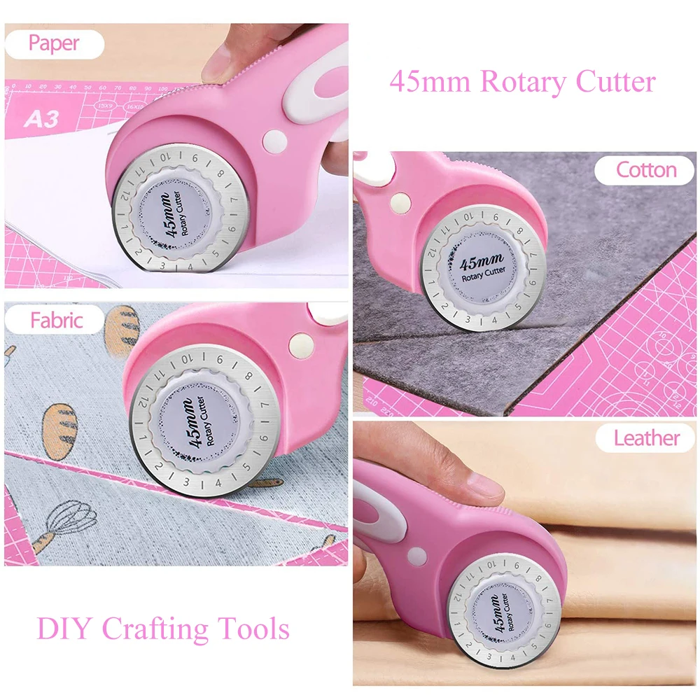 127Pcs Rotary Cutter Tools Kit 45mm Rotary Fabric Cutter A5 Cutting Mat Sewing Straight Pins Plastic Clips for Crafting Quilting