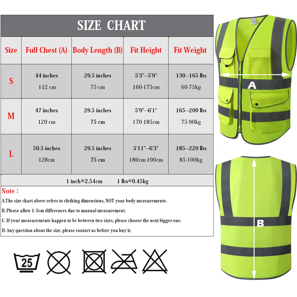 Safety Vest Big Size Highlight Reflective Jacket Bike Hi Vis Workwear Motorcycle Reflective Vest Night Work Security Running