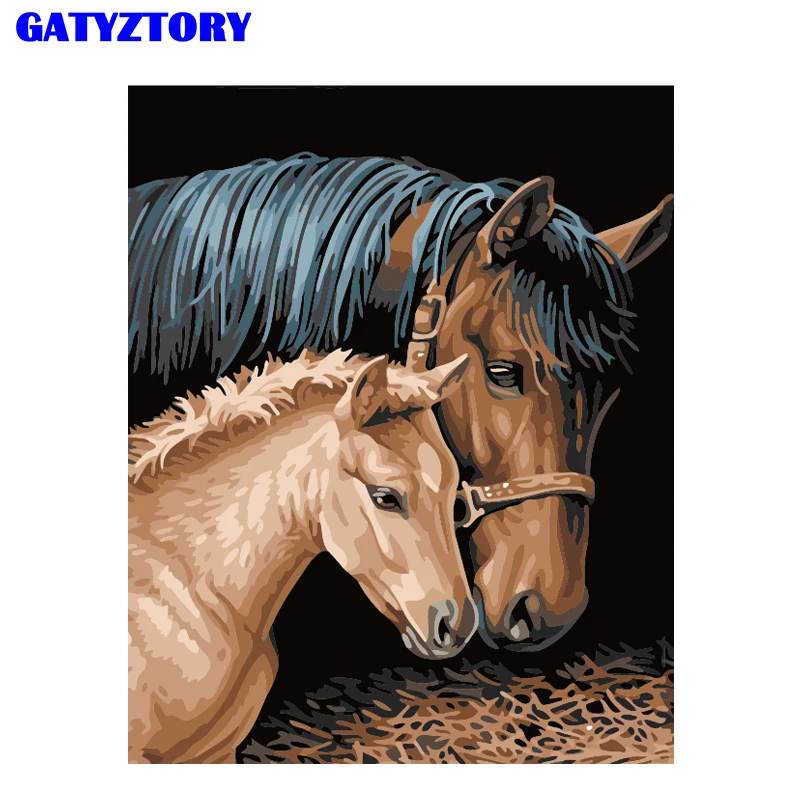 

GATYZTORY Picture Frame DIY Painting By Numbers Horse Animals Kit Paint By Numbers Acrylic Paint On Canvas For Home Decoration