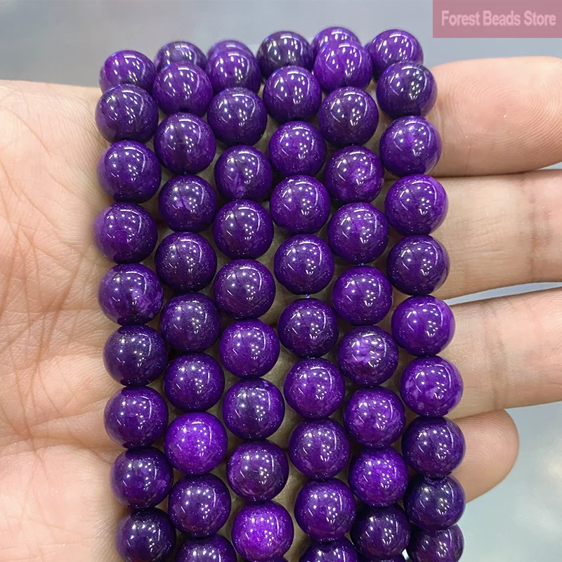 Natural Stone Beads Dark Purple Chalcedony Jade Round Beads for Jewelry Making Diy Charms Bracelet Necklace 15