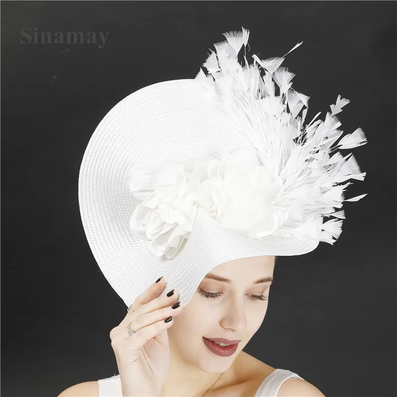 Party Cocktail Church White Fascinators Hat Headband Gorgeous Women Lady Headwear Hair Clip ladies Millinery Hair Accessories