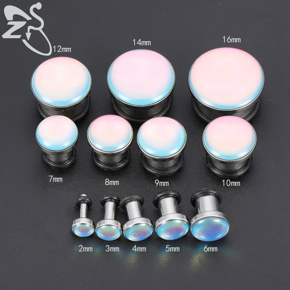 ZS 6-16mm 4 Colors Crystal Epoxy Ear Tunnels Plugs Shinning Ear Expander Flesh Piercing for  Women Men Vintage Earrings Jewelry