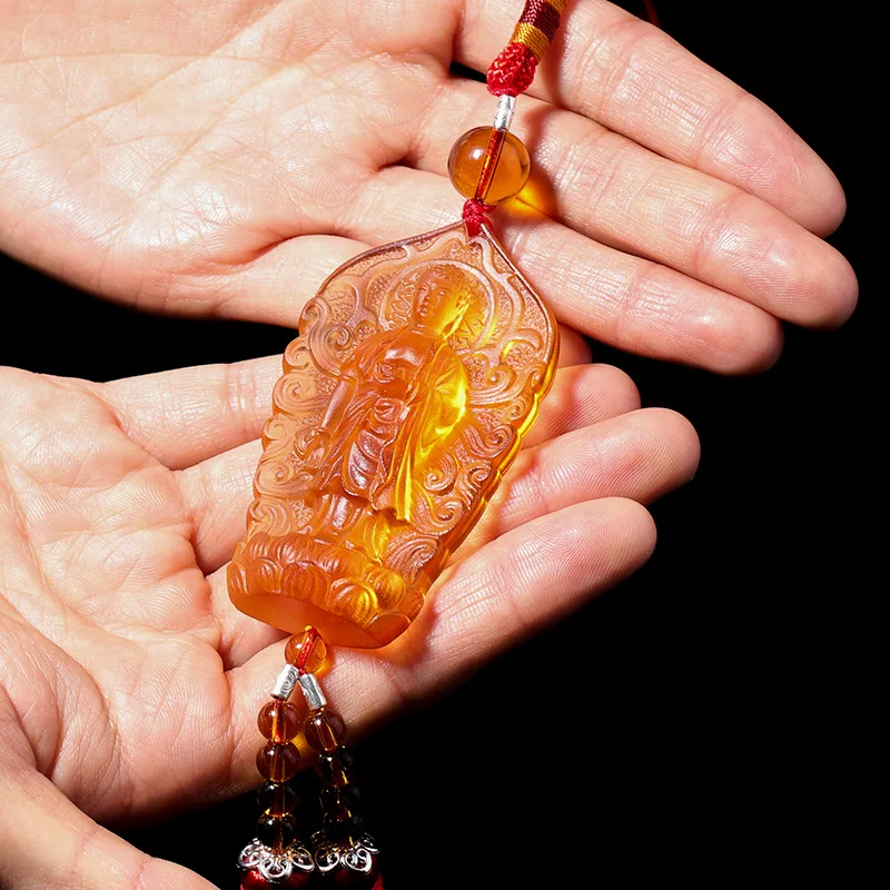 Coloured glaze Amitabha Car pendant Glass Buddha The Buddha of Infinite Light Statue Ornaments gift Crafts