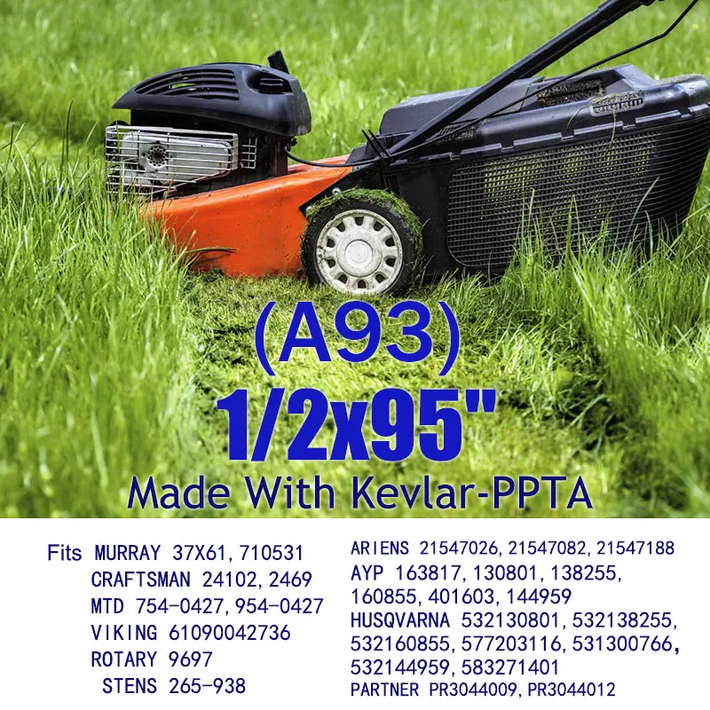 케블라 잔디 예초기 벨트로 제작, ARIENS AYP CRAFTSMAN HUSQVARNA MTD VIKING용 벨트, 1/2x95 인치 A93 MTD 754-0427, 954-0427