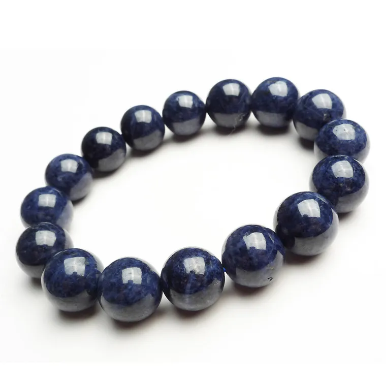 Natural Blue Sapphire Gemstone Bracelet Women Men Sapphire Gemstone Big Round Beads Bracelet 12mm13mm 14mm 15mm AAAAA