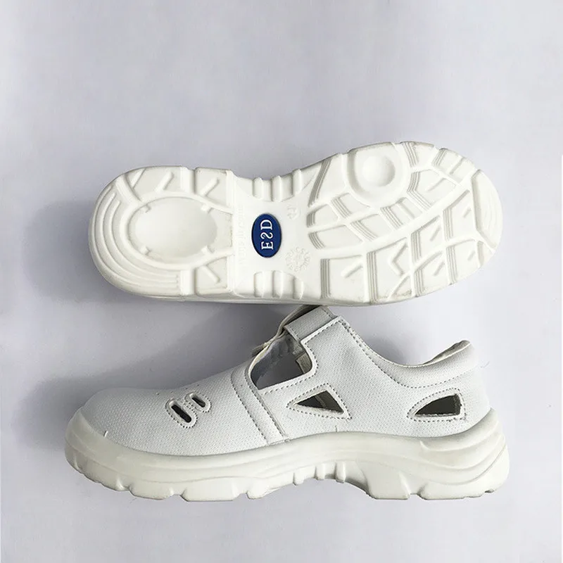 Anti-static Anti-smashing and Dust-free White Safety Shoes Steel Toes Air Permeability and Anti-smashing Shoes