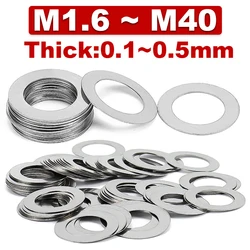 Din988 304 Stainless Steel Ultra Thin Flat Washer 0.1 0.2 0.3 0.5mm High Precision Ultra Thin Adjustment Gasket M2~M40 10Pcs