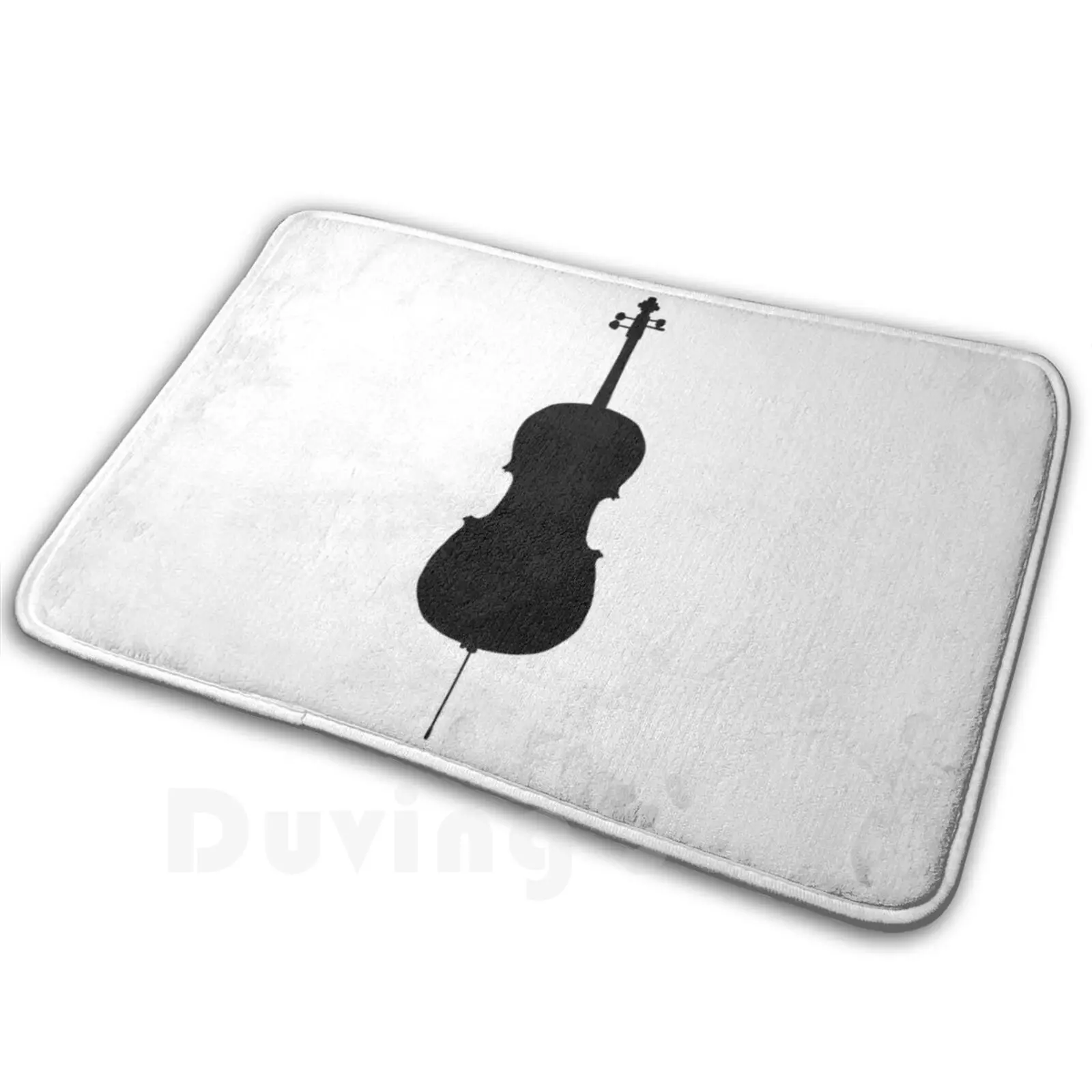 Cello Silhouette Carpet Mat Rug Cushion Soft Non-Slip Weird Cute Weird Different Random Simple Unique Indie Black White