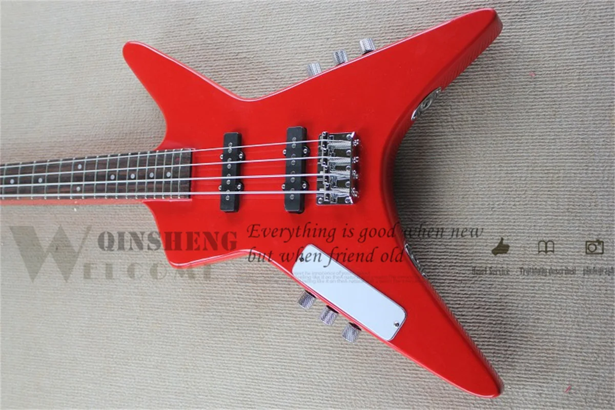 Presell Factory Custom 4 Strings 6 Strings Guitar Bass Red  Guitar And Bass In One Body