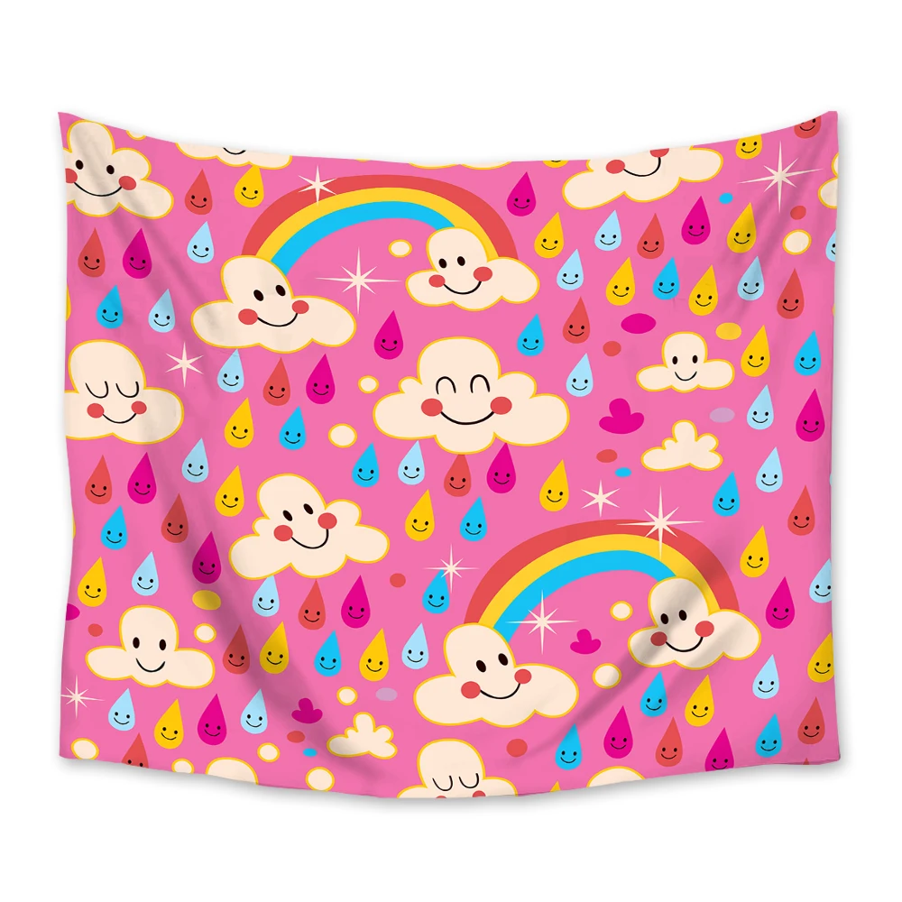 Cầu Vồng Cloud Raindrop Kawaii Thảm Treo Tường Thảm Tâm Drap Giường Bãi Biển Thảm Phù Thủy Tường Tủ vải Tấm Thảm