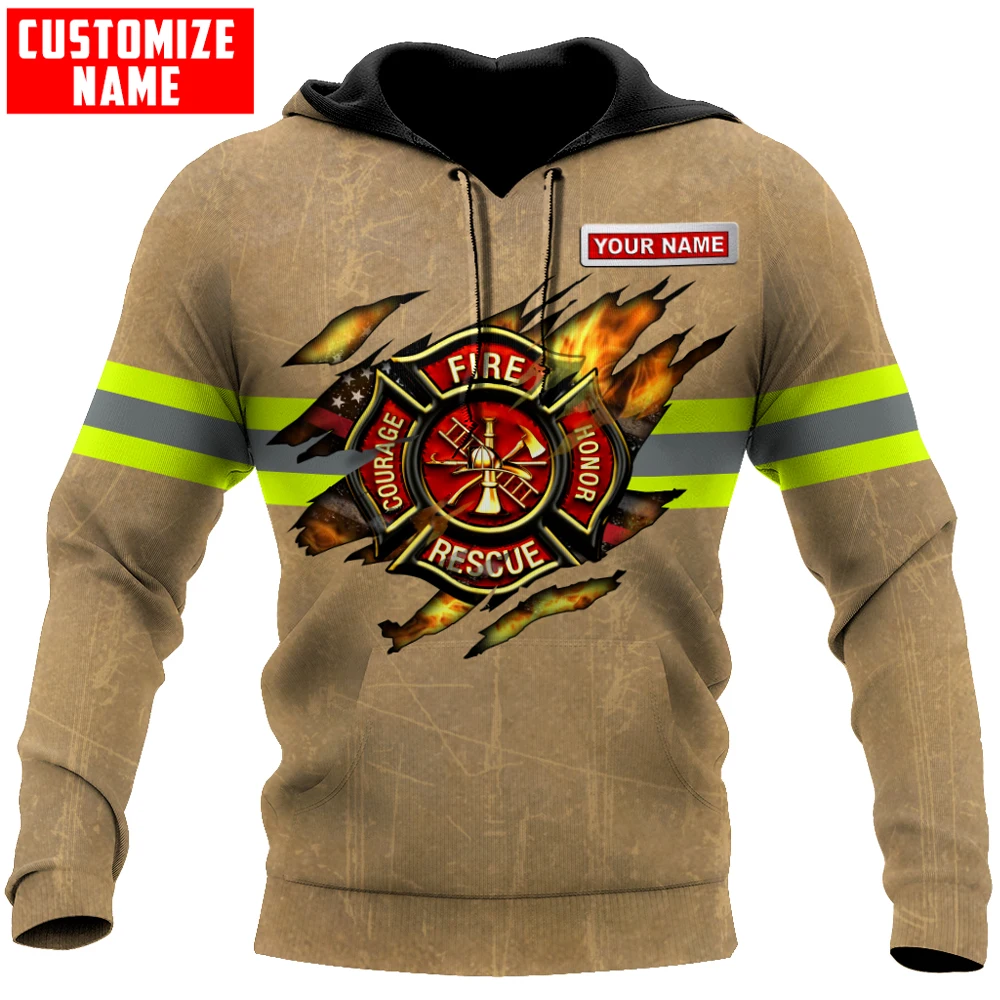 

Customize Name Firefighter 3D All Over Printed Men Autumn Hoodie Unisex Hooded sweatshirt Streetwear Casual zipper hoodies DK409