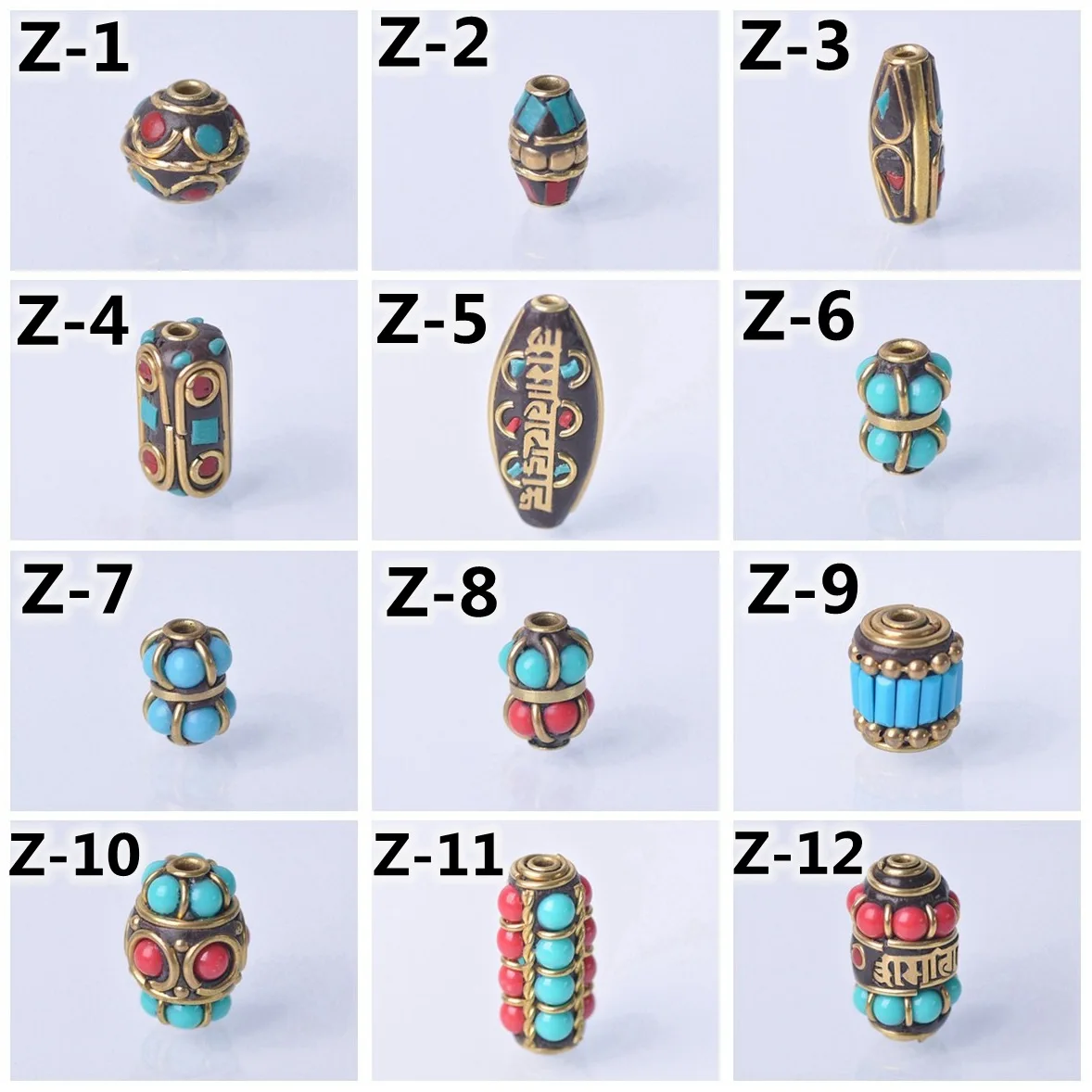 1# Handmade Nepalese Buddhist Tibetan Brass Metal & Clay Loose Craft Beads for Necklace Jewelry Making DIY