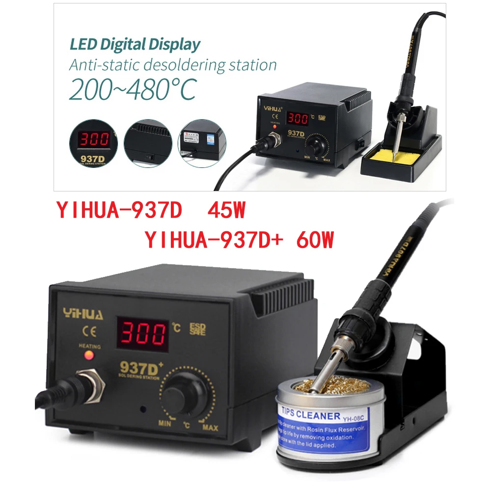 YIHUA-937D  937D+ 45W /60W Lead-free/Thermal control/Thermostat soldering Iron station  Eruntop 936 Constant Temperature Antista