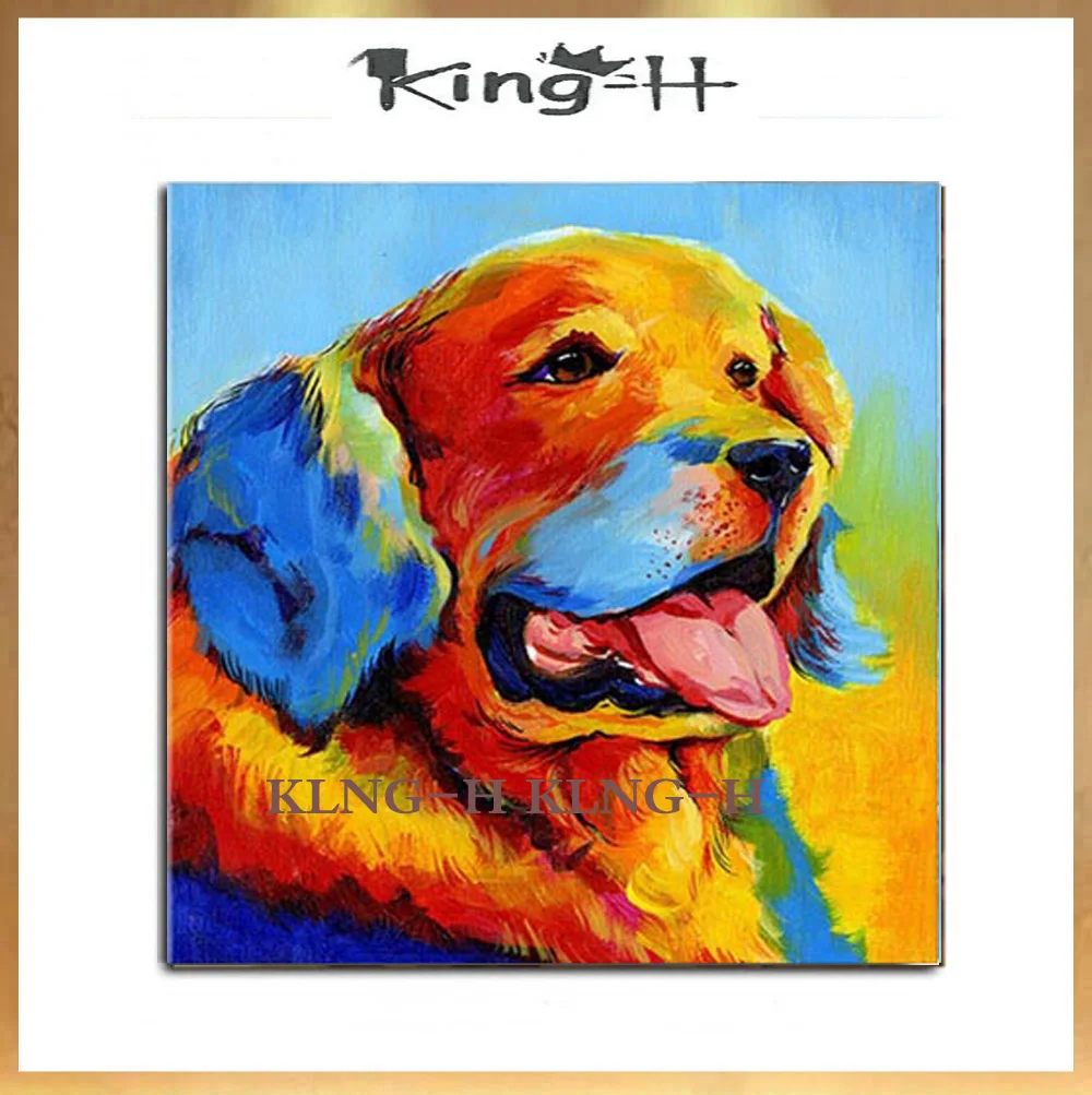 

Hand-Painted Dog Modern Animal Decorative Oil Painting Wall Art Children Bedroom Decorations Funny Cartoon Canvas Paintings