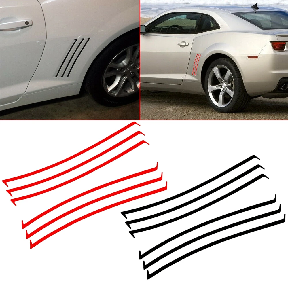 6Pcs Vent Insert Stripes Vinyl Decal Inlay Decorative Stickers 5.3cm x 32.5cm For Chevrolet Camaro SS LS RS 2010-2015