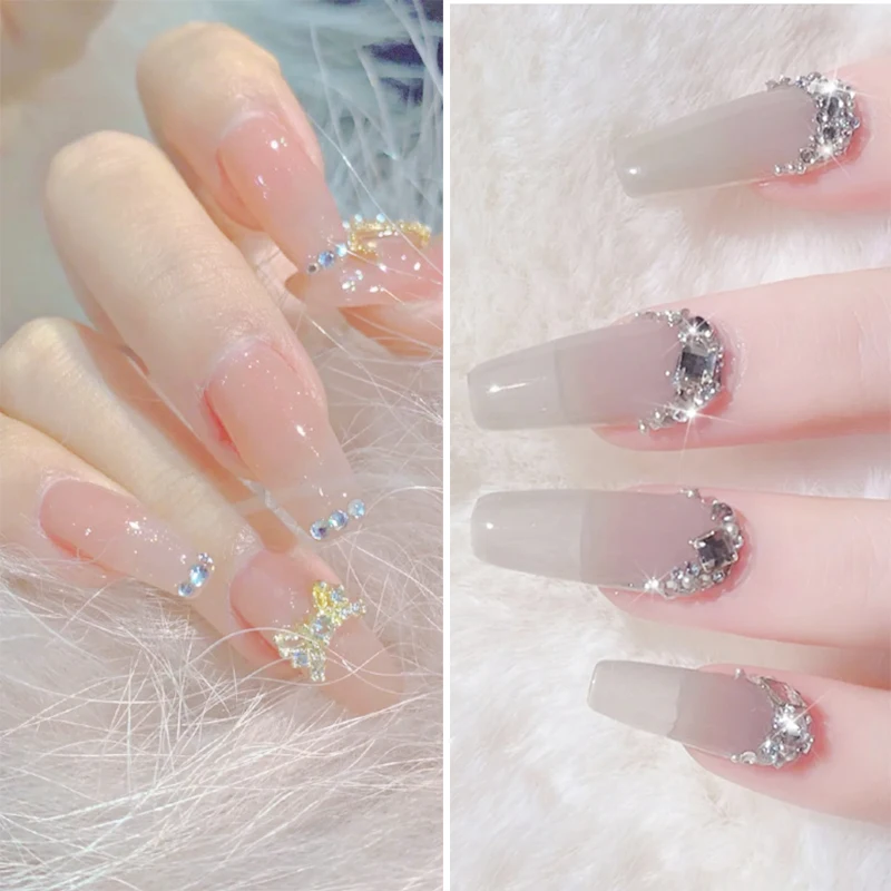 1 Box Crystal Nail Art Rhinestone Gold Silver Clear All Color Flat Bottom Mixed Shape DIY Accessories 3D Decoration In 6cell Pot