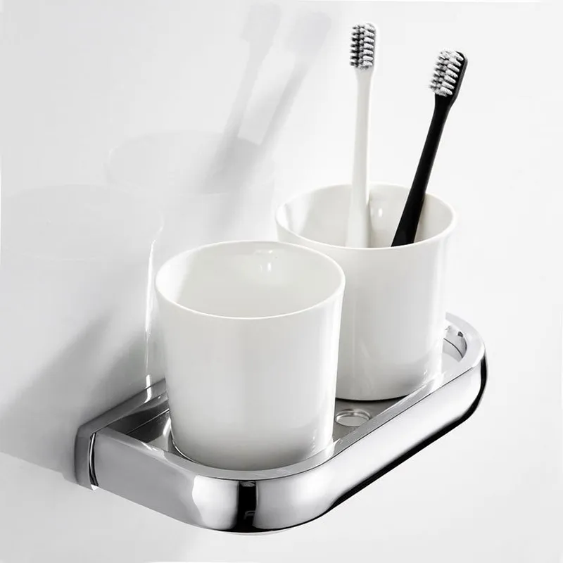 

Polished Chrome Double Tumbler Holder Cup & Tumbler Holders Toothbrush Holder Bathroom Accessories