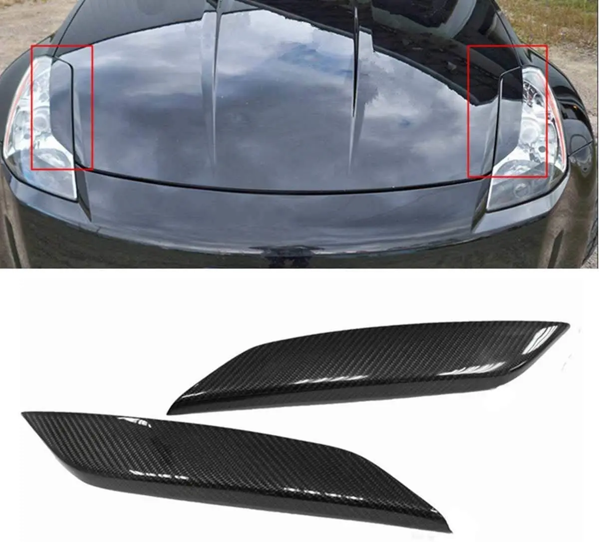 

Car Accessories Headlight Eyelids Eyebrows Cover Lamp Light Hood Stickers For Nissan 350Z 2 Door 2003 2004 2005 2006 2007 2008