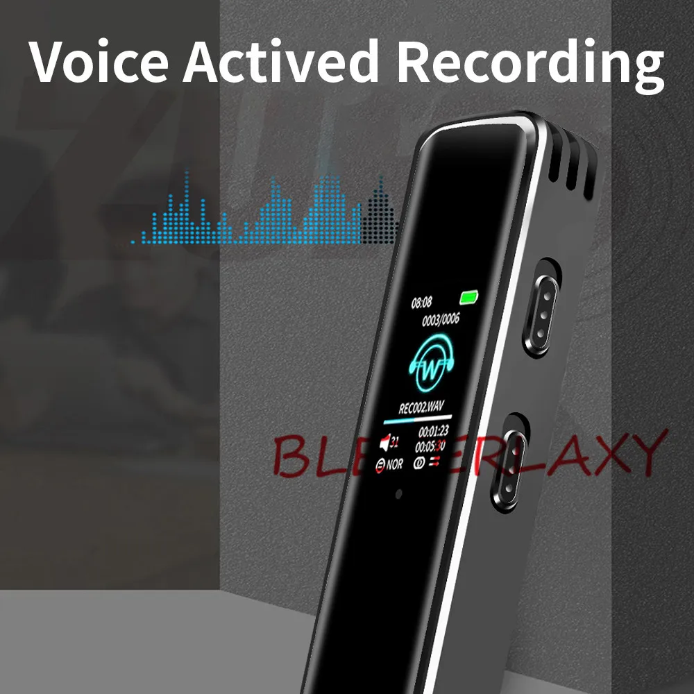 Mini Digital Voice Activated Recorder HD Dictaphone with VOR function Mp3 WAV player subtle slim Audio Recording with IPS screen