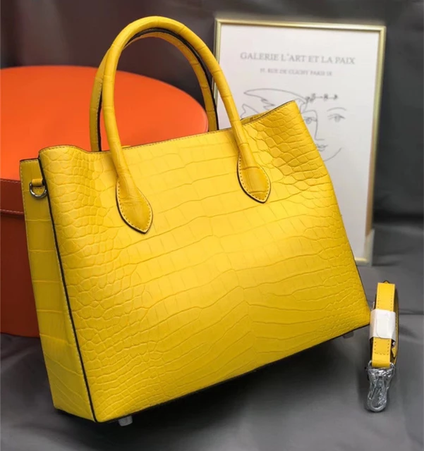 Yellow crocodile bag sales