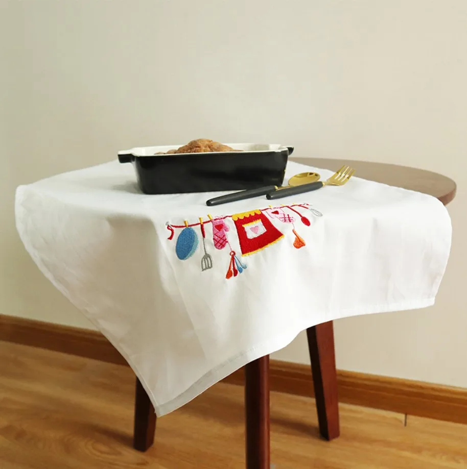 Home Embroidered wedding decoration Baking Gourmet Western Food Background Cloth White Kitchen Table Napkins 45x65cm