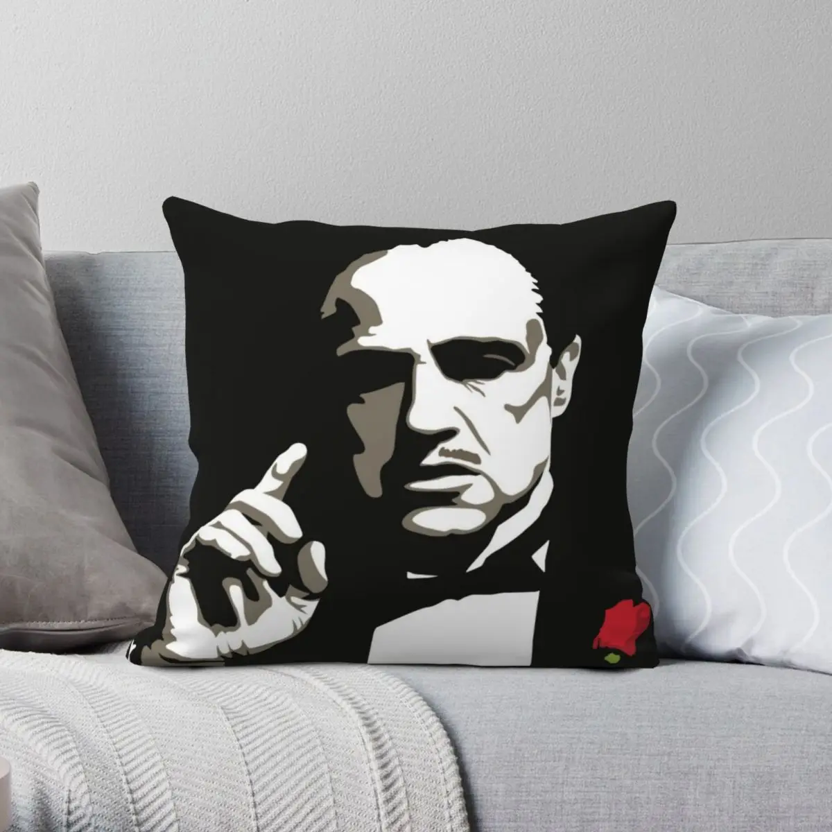 The Godfather Square Pillowcase Polyester Linen Velvet Printed Zip Decor Sofa Cushion Cover Wholesale