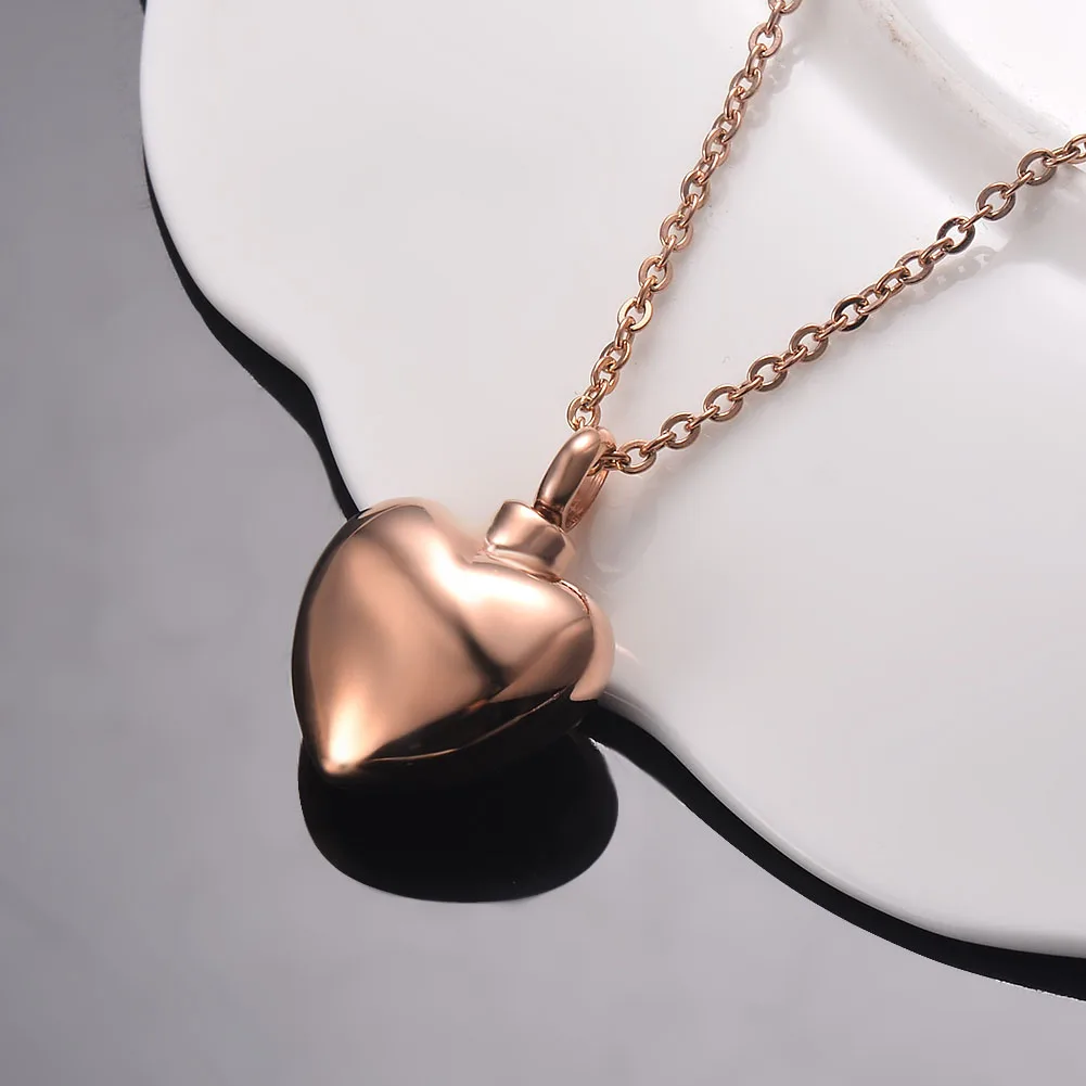 Unisex Stainless Steel Reliquaries Heart Shaped Memorial Ash Holder Keepsake Cremation Urn Pendant Necklace Jewelry Dropshipping