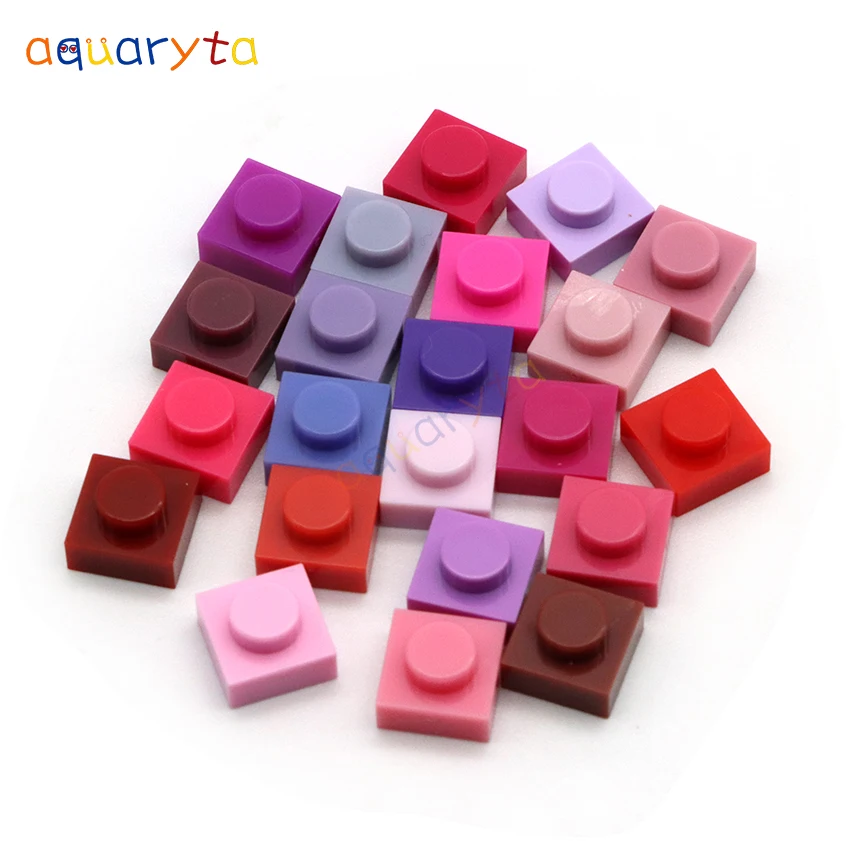 Aquaryta  DIY Blocks Building Bricks 550pcs RED & PURPLE Series Thin 1X1 BulkCompatible 3024 Pixel Painting Materials Toys GIFT