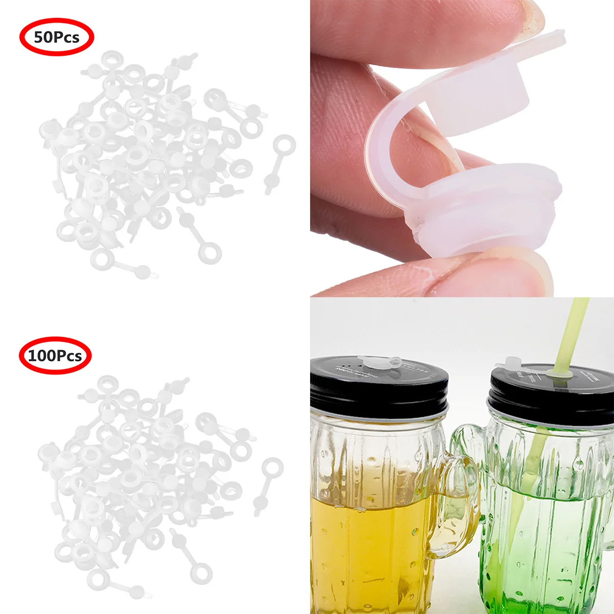 

Silicone Straw Hole Grommets with Attached Plugs Mason Jar Lids Airlock Homebrewing Wine Beer Making Reusable Straw Hole Stopper