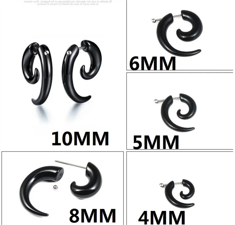 Goth Acrylic Earrings Cheater Fake Spiral Ear Stretcher Expanders Gauge Tunnel And Plugs Earlobe Earring Piercing Body Jewelry