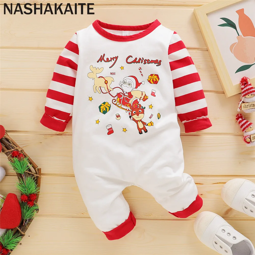 ZAFILLE My First Christmas Baby\'s Rompers Santa Claus Printed Overalls For Kids Newborn Girls Clothing Christmas Baby Costume