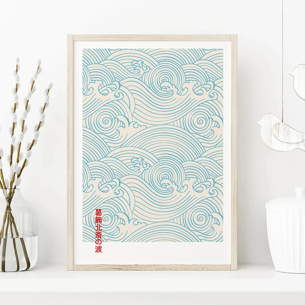 Vintage Japanese Art Waves Hokusai Poster Aesthetic Wall Art Minimalist Pictures for Living Room Modular Home Decor Cuadros