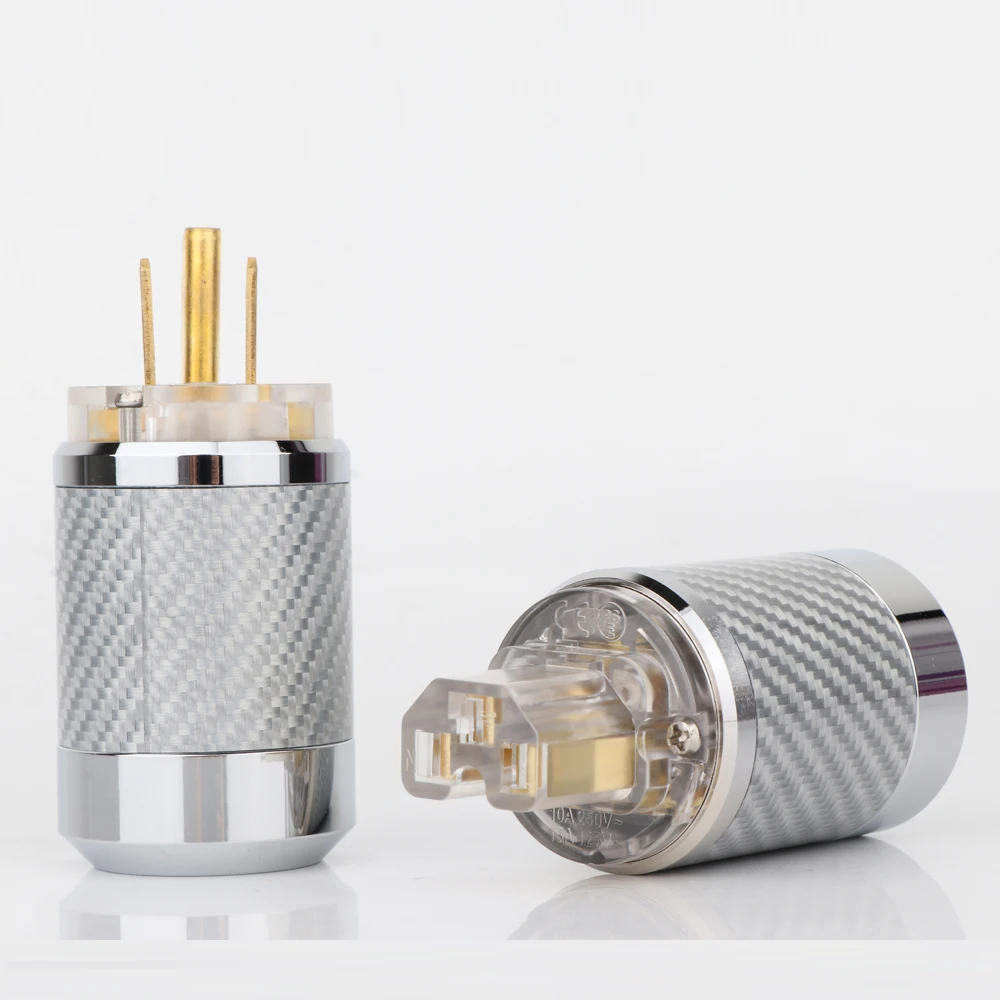 

Hifi WCF2-TG US Version Mains Gold Plated AC Power Plug Male Carbon Fiber Connector HIFI Audio