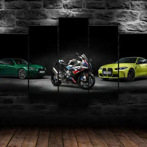 No Framed 5 Pieces M4 Motorcycle Team Car Modular HD Print Wall Art Canvas Posters Pictures Paintings Home Decor for Living Room