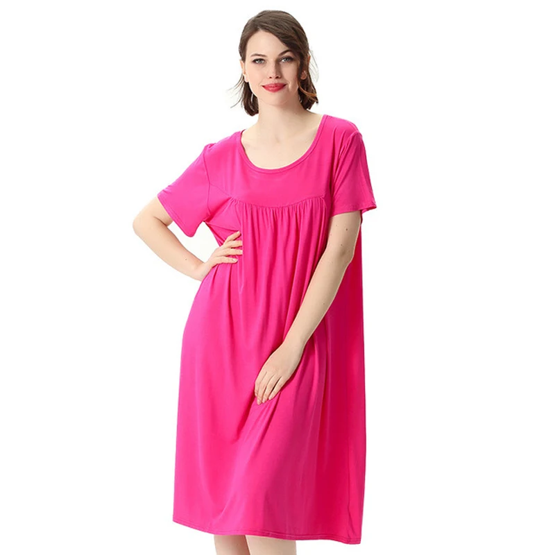 Novelty Clothing Night Robe Women Comfortable Nightdress Short Sleeve Nightshirt Home Dress Loose Solid Nightgowns bath robe