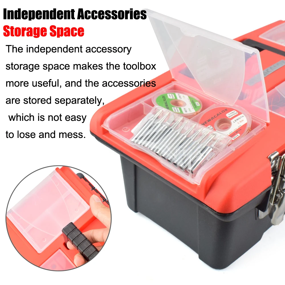 NEWACALOX Portable Tool Box Plastic Tool Boxes with Handle Two-Layer Storage Box Multipurpose Organizer for Art Craft/Cosmetic