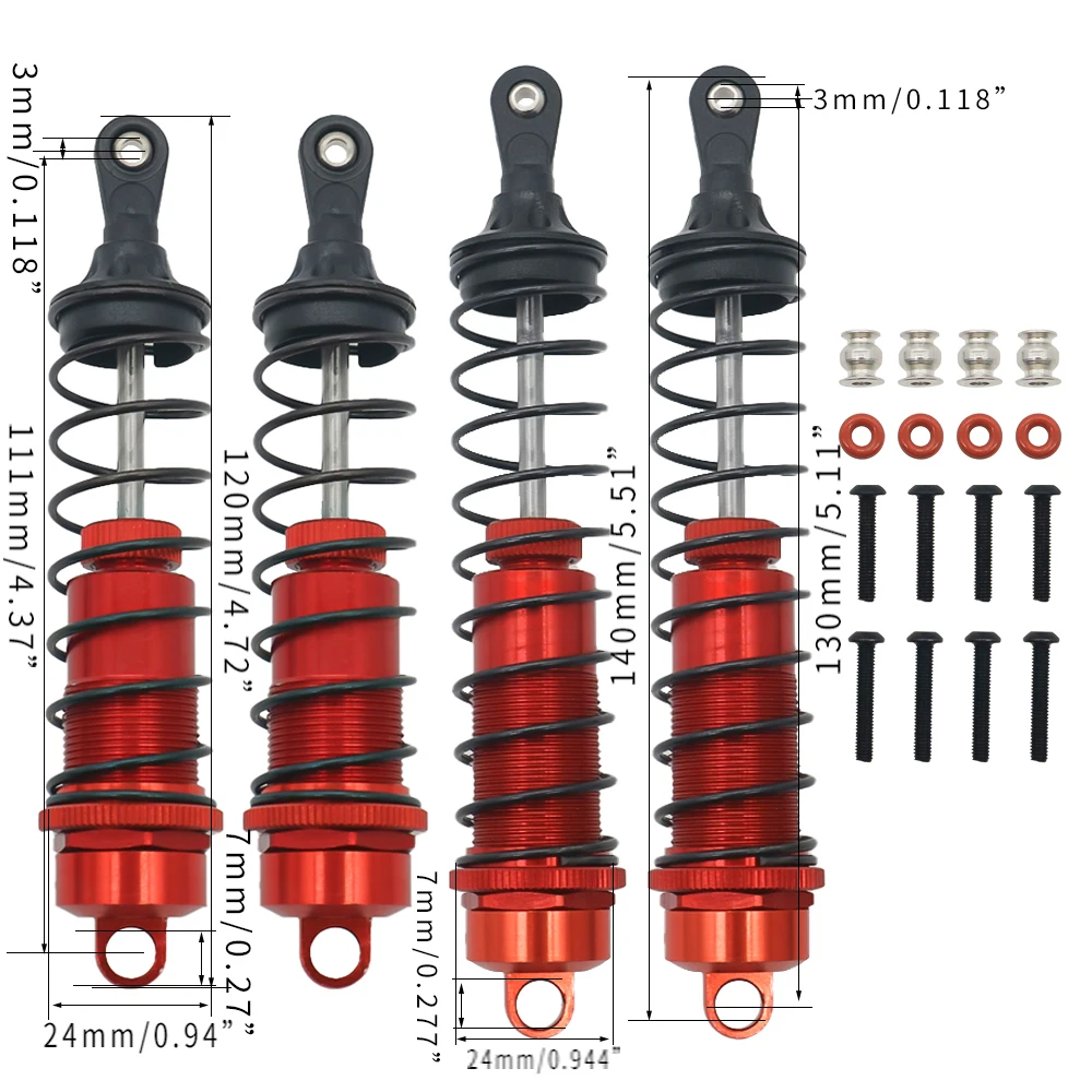 Ammortizzatore anteriore/posteriore in lega piena lavorata al 2/4 tipo riempito d\'olio per 1-10 ARRMA 4s per Outcast & Kraton