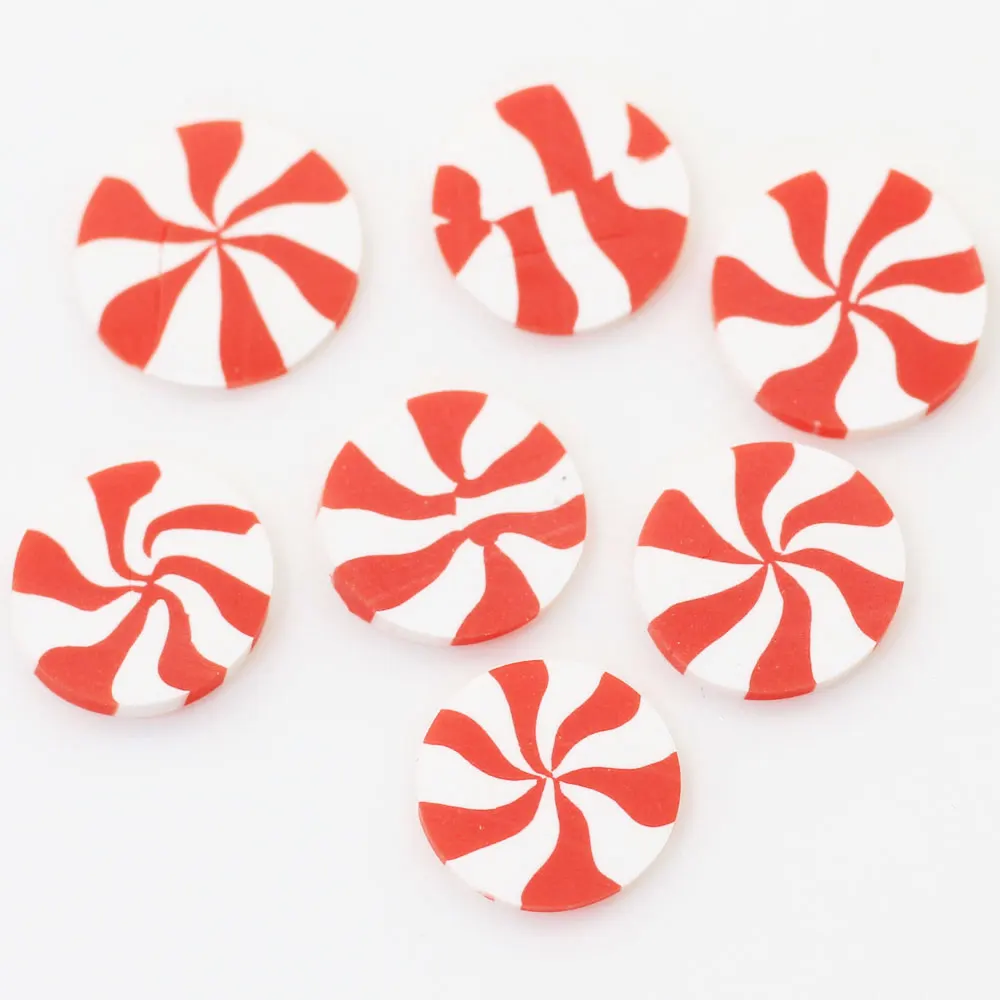 20g/50g Polymerlk  Kawaii Loose Beautiful Red White Colors Mixed Curl Swirl Shape Style Round 3D Candy Beads Suitable for DIY