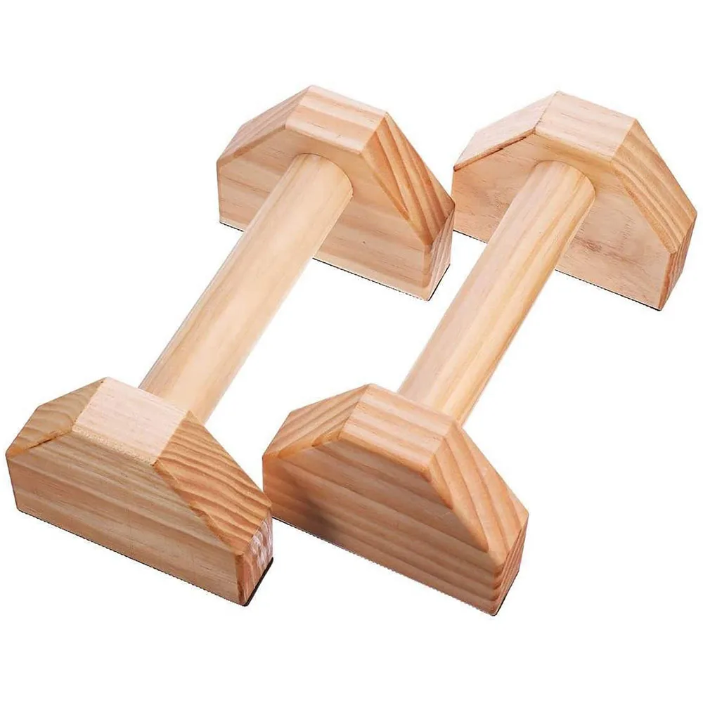 1 Pair Parallettes Gymnastics Calisthenics Handstand Bar Wooden Fitness Exercise Tools Training Gear Push-Ups Double Rod Stand