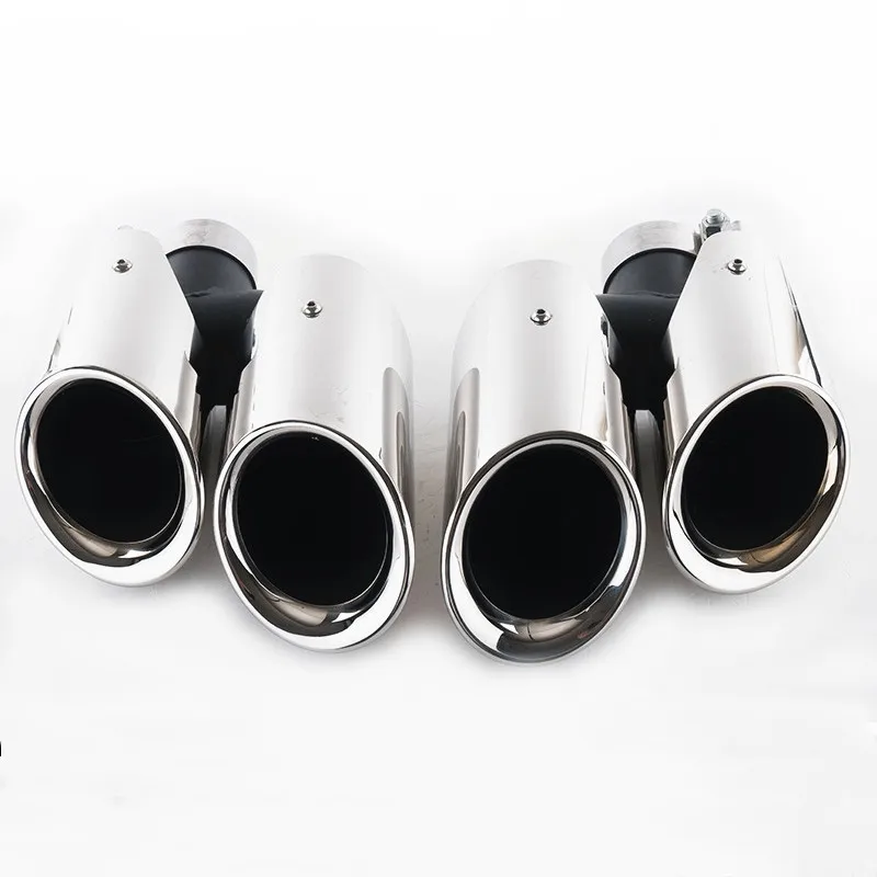 1 Pair Stainless Steel Titanium Black Exhaust Pipe Tailpipe For Porsche Macan Silver Car Styling Rear Part Muffler Tip Nozzles