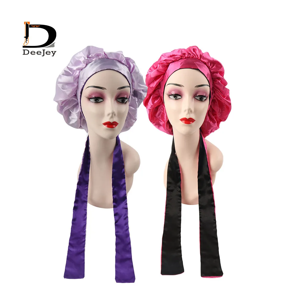 

satin silk double layer mix color extend size long wrap frontal head edge control head band bonnet