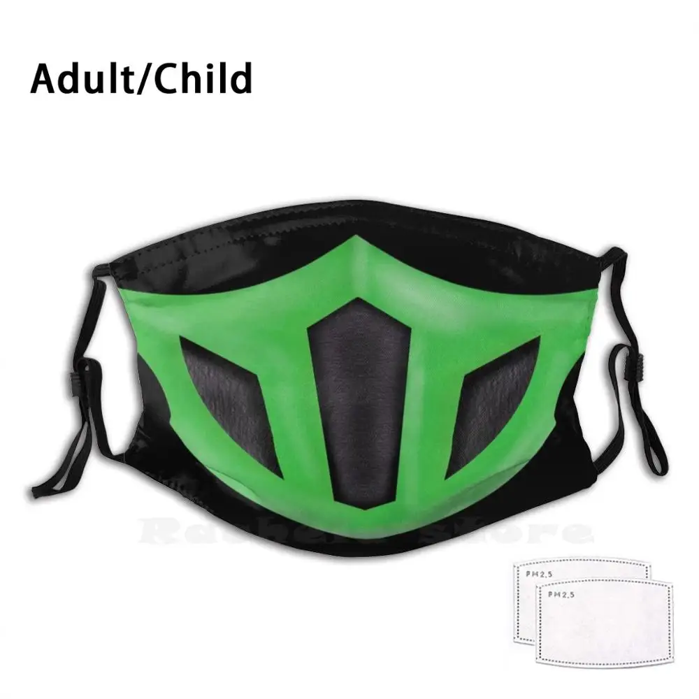 Mortal Kombat Reptile Mask Adult Kids Anti Dust Pm2.5 Filter Diy Mask Mortal Kombat Games Gaming Geek Nerd Arcade Mortal Kombat