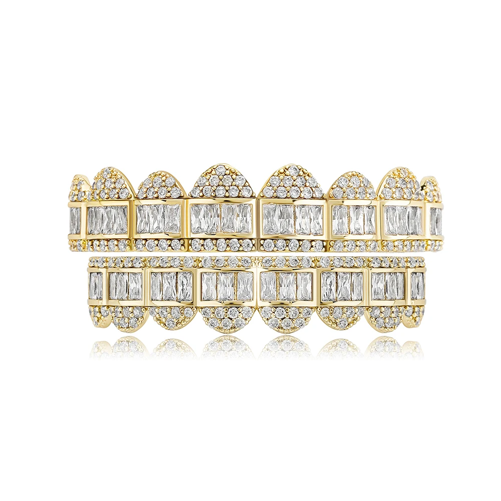 Baguette Set Teeth Grillz, Top & Bottom, Unisex