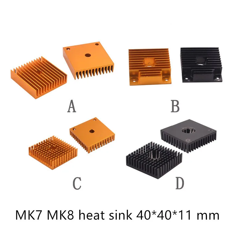 

3d printer heat sink MK7 MK8 extruder aluminum block 40x40x11 mm for 4010 fan