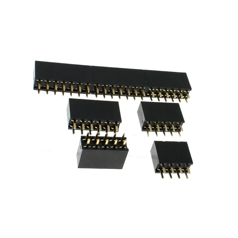 Connecteur de bande PCB double Nucleoillac, prise d\'en-tête femelle, 2.54 broches, 20/40mm, 2x2, 3, 4, 5, 6, 8, 10, 12, 13, 15, 2.54 broches, 10