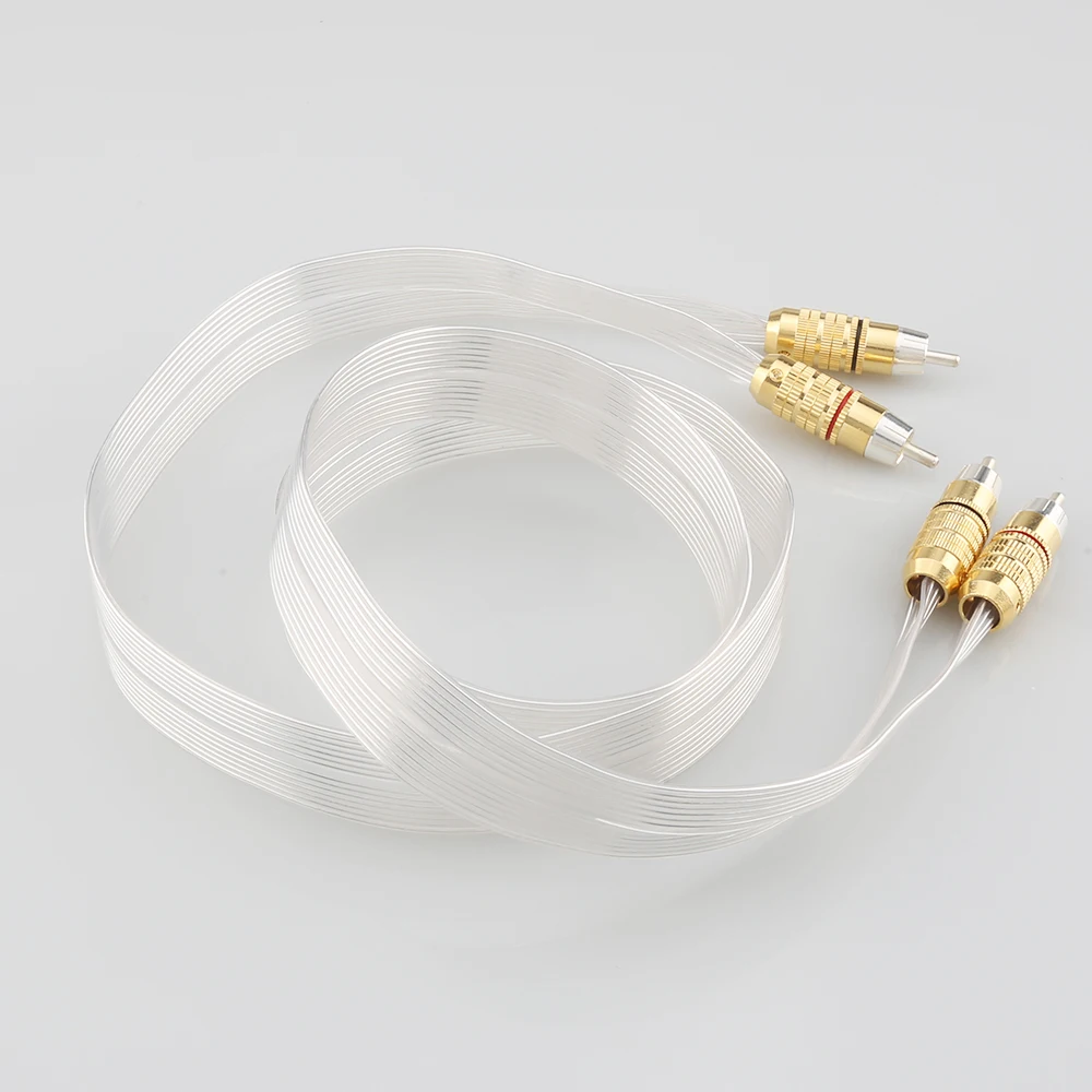 New Hi-End CF275 ribbon audio speaker cable OCC silver plated Hi-end Loudspeaker Cable with silver plated RCA plug